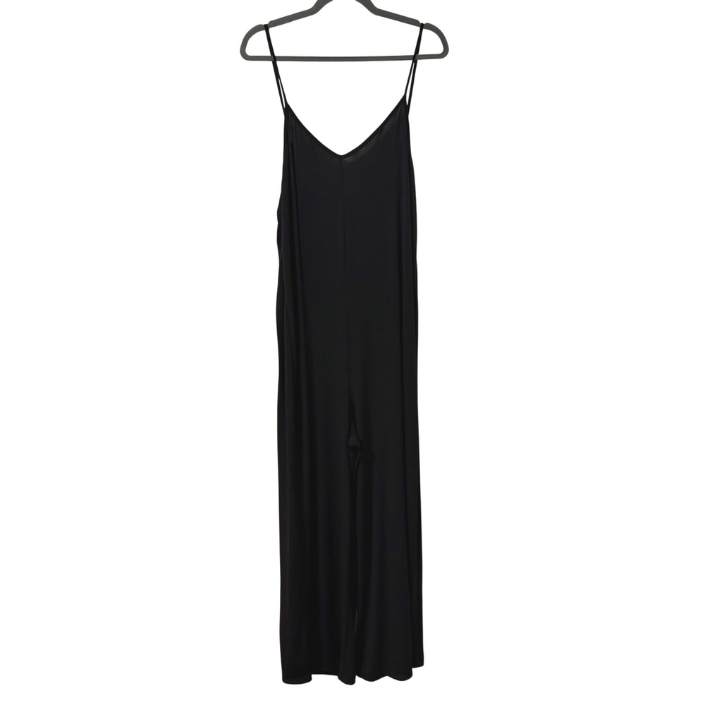 Bella Flore Womens Black Wide Leg Spaghetti Strap Jumpsuit 2X Flowy Travel Dance